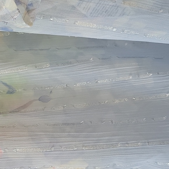 Chico's Sheer Floral Striped Jacquard Flutter-Sleeve Button Down Size Large - Picture 5 of 11